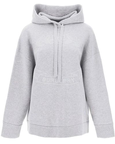 Burberry Kaschmir-mischung hoodie mit logo-stickerei - Grau