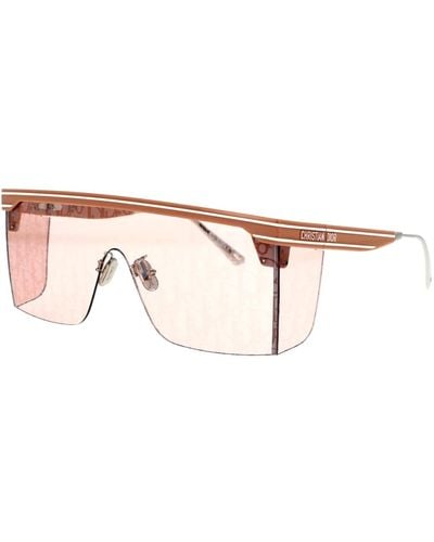 Dior Sportliche rechteckige sonnenbrille mit verspiegelten silbernen gläsern - Braun