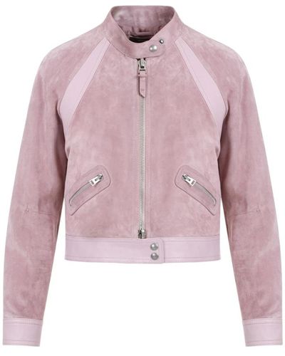 Tom Ford Leder kurze jacke in lila - Pink