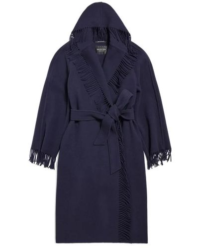 Balenciaga Dunkelblauer fringe coat