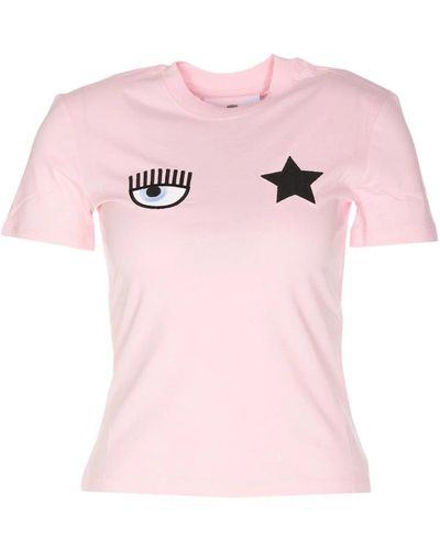 Chiara Ferragni Eye star crop t-shirt grafikdruck - Pink