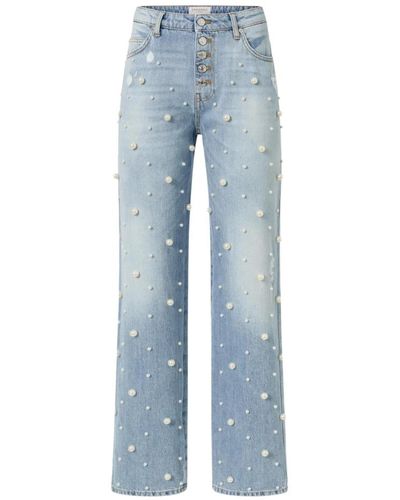 Ermanno Scervino Straight leg jeans mit perlen - Blau