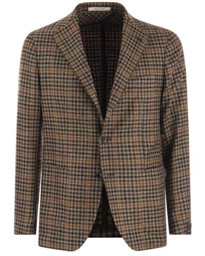 Tagliatore Montecarlo - blazer in lana e cashmere a quadri - Marrone