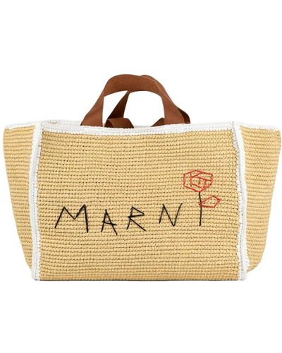 Marni Sillo einkaufstasche in weiß - Mettallic