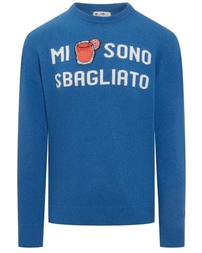 Mc2 Saint Barth Blaue pullover für männer