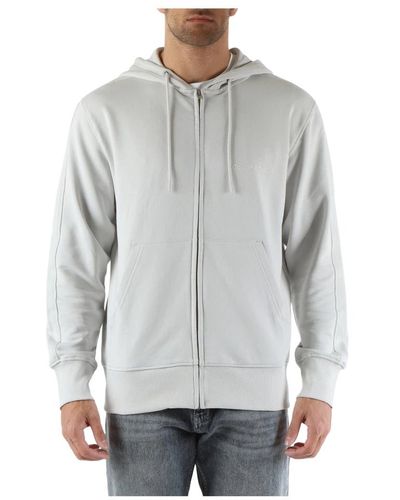 Calvin Klein Kapuzen-sweatshirt mit reißverschluss aus baumwolle - Grau