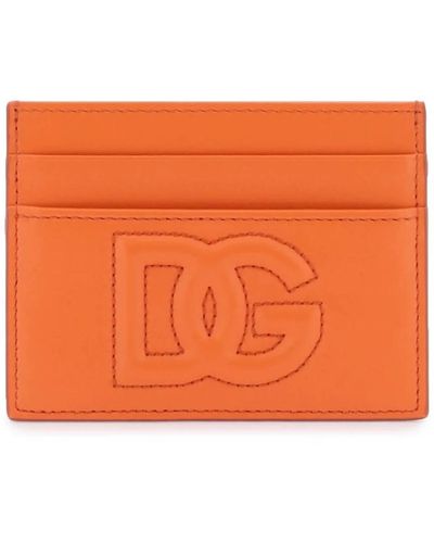 Dolce & Gabbana Tarjetero de cuero con logo - Naranja
