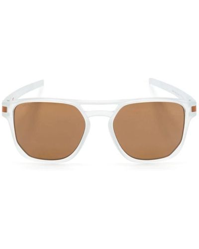 Oakley Montatura quadrata occhiali da sole marroni - Bianco