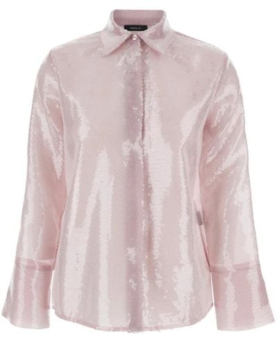 FEDERICA TOSI Camicia rosa trasparente con paillettes