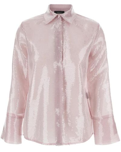 FEDERICA TOSI Camisa rosa transparente con lentejuelas