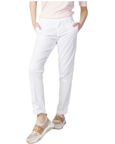 Blauer Pantalones slim-fit de algodón en color sólido - Blanco