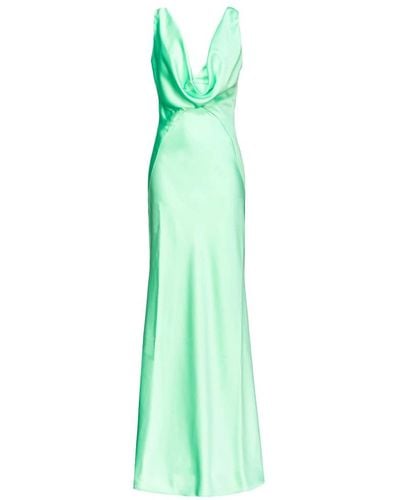 Pinko Elegante vestido de satén con escote en v drapeado - Verde