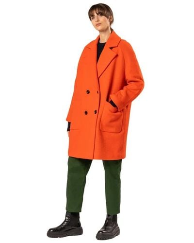 Paltò Cappotto doppiopetto con manica raglan e vestibilità oversized - Arancione