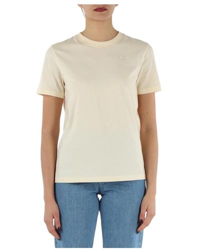Calvin Klein T-shirt in cotone con patch logo frontale - Neutro