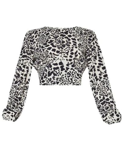 Liu Jo Crop top con stampa leopardo e schiena aperta - Nero