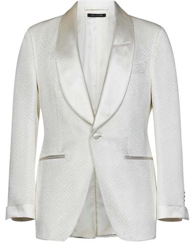 Tom Ford Ivory honeycomb viscose suit - Grau