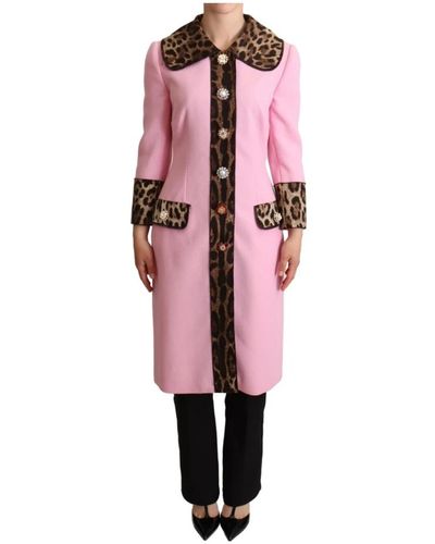 Dolce & Gabbana Rosa leopard wolle trenchcoat jacke - Pink