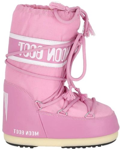 Moon Boot Rosa wasserdichte stiefel mit logo-print - Pink