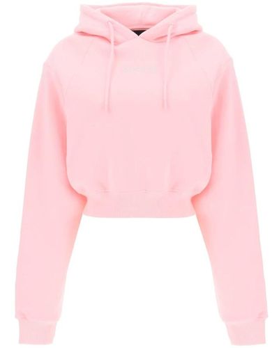ROTATE BIRGER CHRISTENSEN Crop hoodie mit strass besetztem logo - Pink