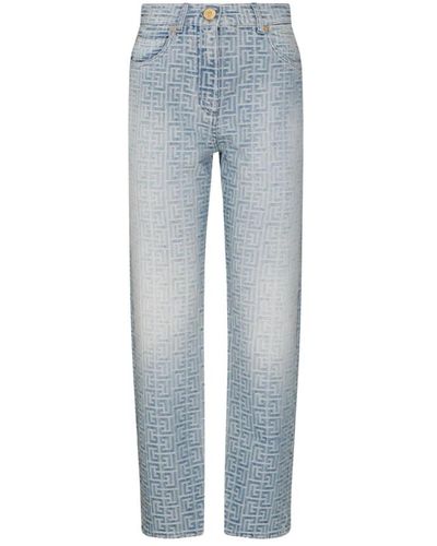 Balmain Hellblaue jeans mit hoher taille