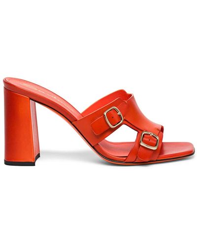 Santoni Women's leather high-heel sandal - Rosso
