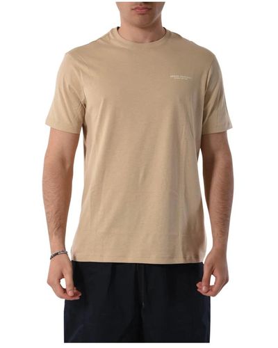Armani Exchange Baumwoll-t-shirt mit brustlogo - Natur