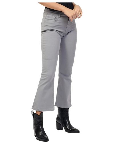 Jijil Graue cropped flare jeans mit kontrastnähten