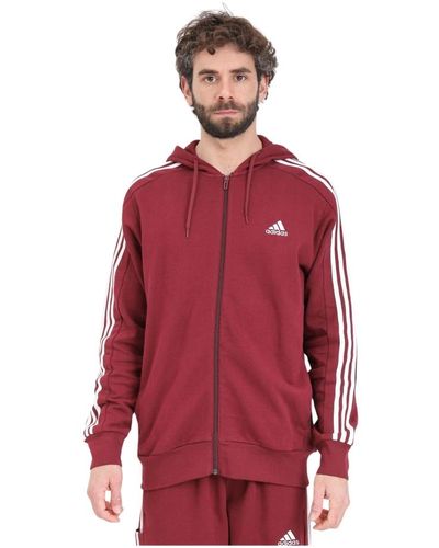 adidas Essentials french terry hoodie rot/weiß