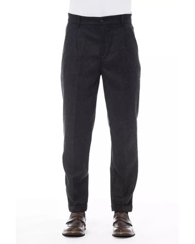 Alpha Studio Jeans e pantaloni in lana grigi con tasche anteriori e posteriori - Blu