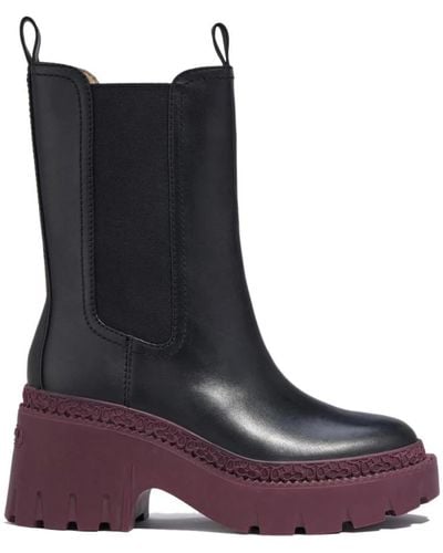 COACH Alexa Leather Heeled Chelsea Boots - Brown