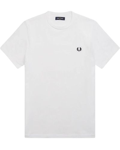 Fred Perry Logo jersey baumwolle t-shirt regular fit - Weiß