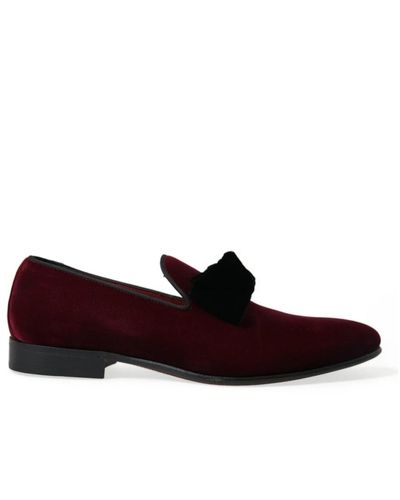 Dolce & Gabbana Burgund samt loafers italienisches handwerk - Rot