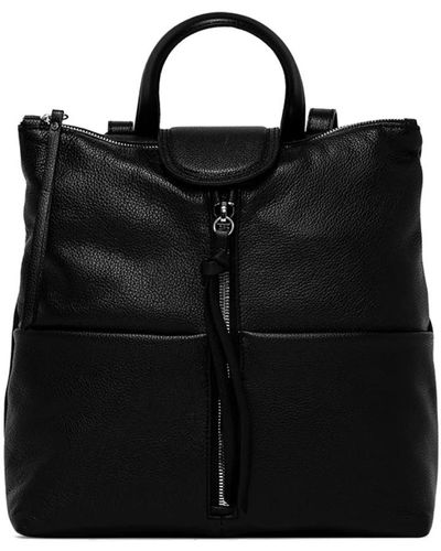 Gianni Chiarini Schwarzer leder-rucksack mit fronttaschen