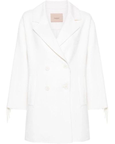 Twin Set Double-Breasted Coats - White