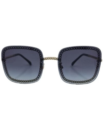 Chanel Vintage quadratische sonnenbrille mit ketten-detail - Blau
