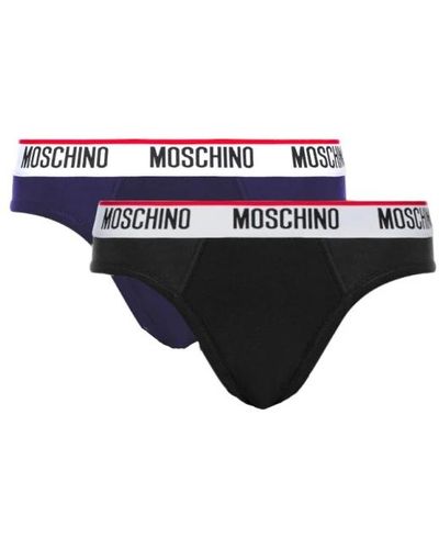 Moschino 2pack slip logo band95% cotone 5%elastan - Blu