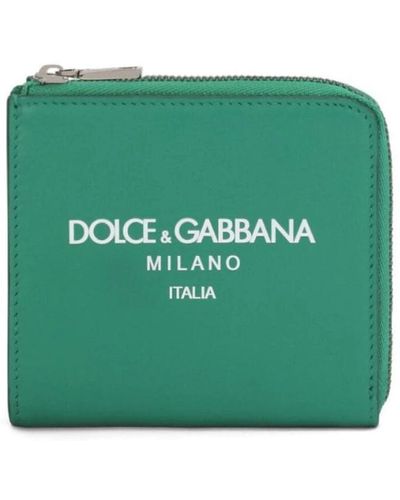 Dolce & Gabbana Grüne logo-print lederbrieftasche