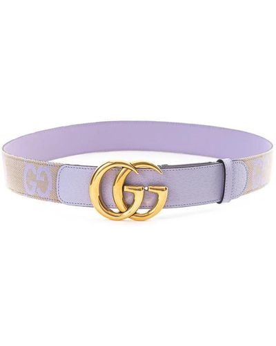 Gucci Lavender Belt with Gold Buckle Gucci Reversible Textured-Leather Belt - Purple | Editorialist main image 4
