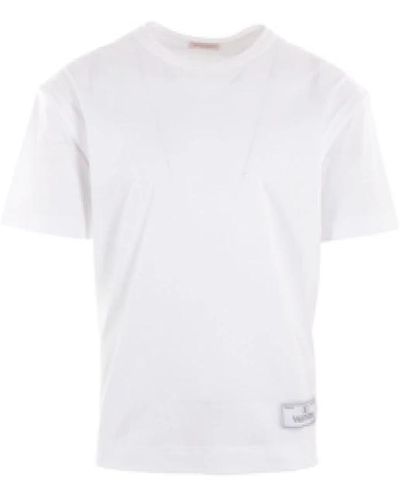 Valentino Garavani Magliette in cotone bianco con etichetta logo