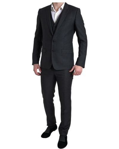 Dolce & Gabbana Klassischer schwarzer slim-fit 3-teiliger anzug