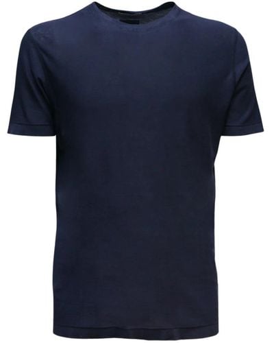 Hannes Roether Blaues filo scozia t-shirt