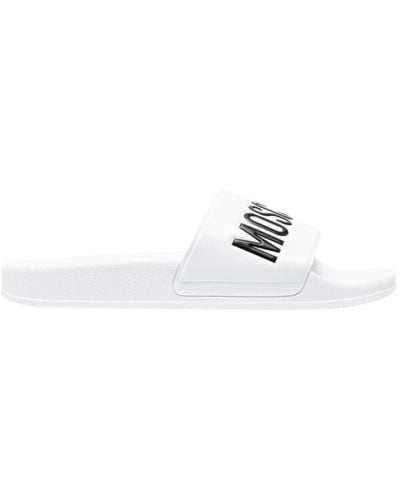 Moschino Weiße ergonomische pool-slides mit logo-detail