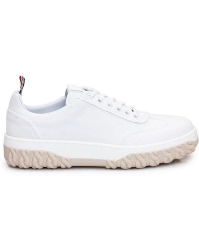 Thom Browne Tricolor low fabric lace-up sneakers - Weiß