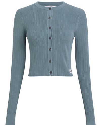 Calvin Klein Cárdigan azul suéter moda mujer