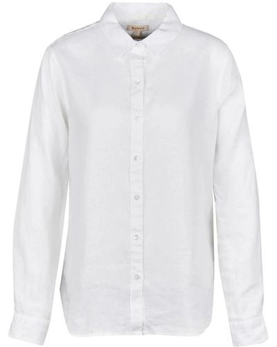 Barbour Camisa de lino blanca para mujeres - Blanco