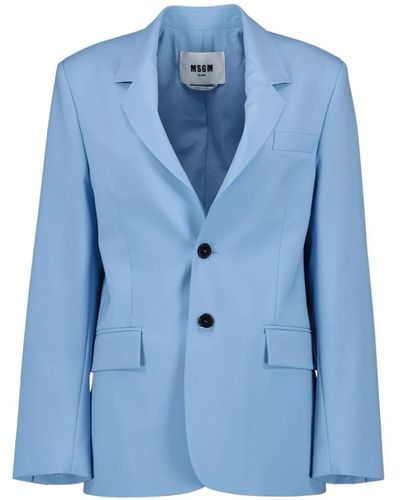 MSGM Klassische blazer jacke wolle einfarbig - Blau
