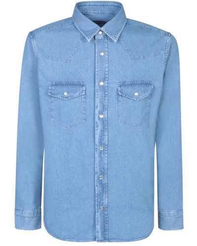 Tom Ford Denim hemd mit druckknopferschluss,indigo denim western hemd - Blau