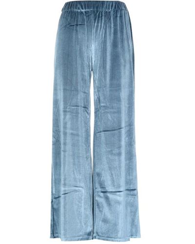 Pennyblack Pantalones de terciopelo jersey con costillas - Azul