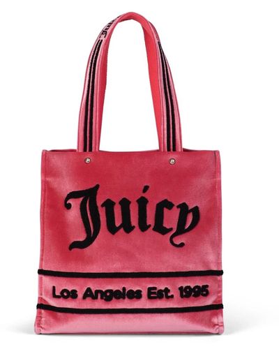 Juicy Couture Samttasche in candy pink/black - Rot