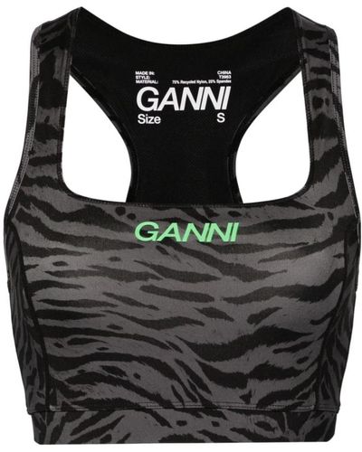 Ganni Zebra print nylon top - Schwarz
